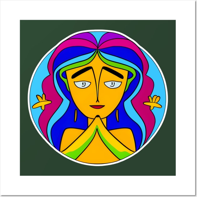 Vibrant 70s Style Planet Earth Spirit Mother Gaia (MD23ERD008b) Wall Art by Maikell Designs